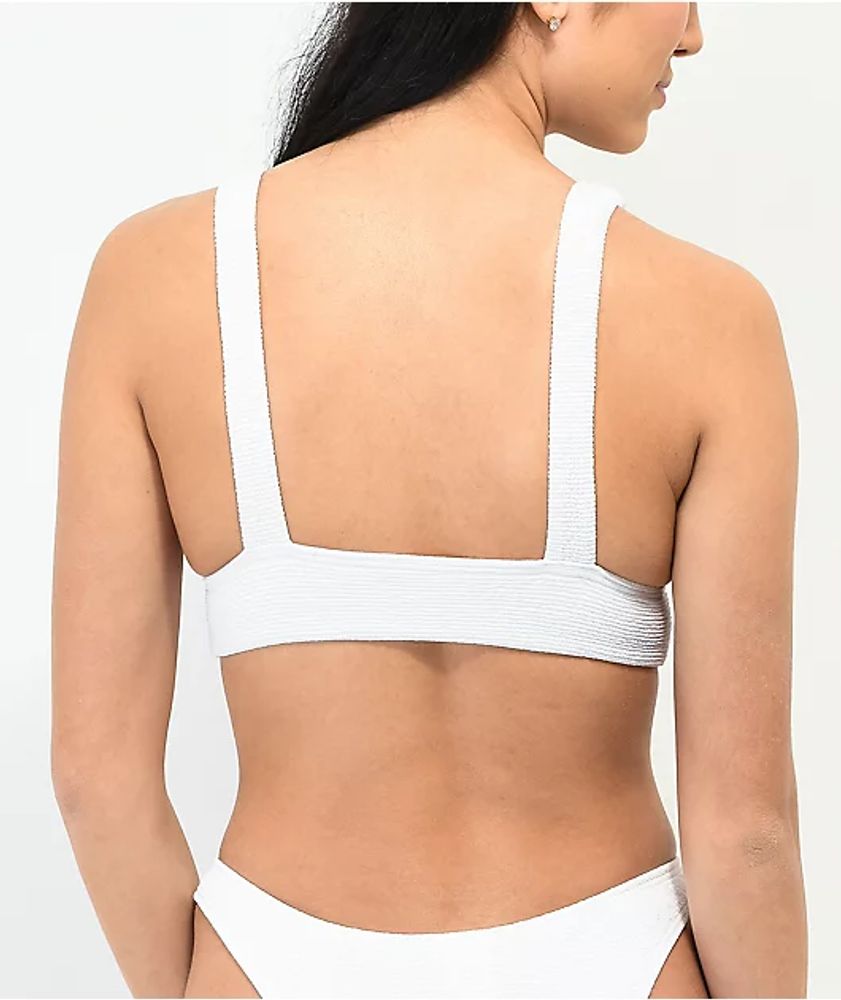 Damsel White Mini Ruffle Sport Bikini Top