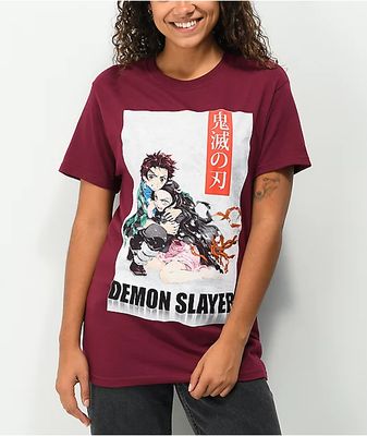 Demon Slayer Protect Burgundy T-Shirt