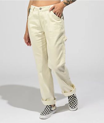 Kickers off white carpenter pants with side logo | ASOS