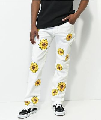 Dript Denim Sunflower White Carpenter Skinny Jeans