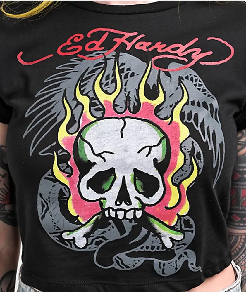 Flaming Skull printed T-shirt