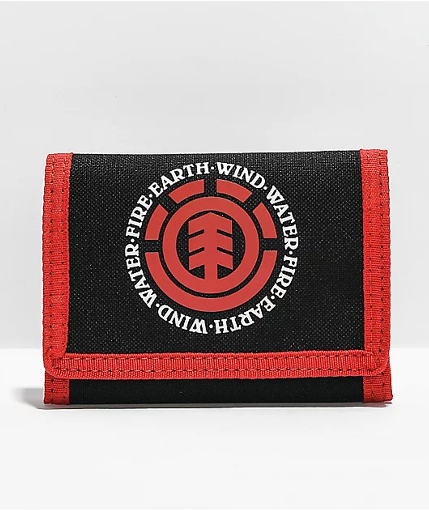 Element Elemental Black & Red Trifold Wallet