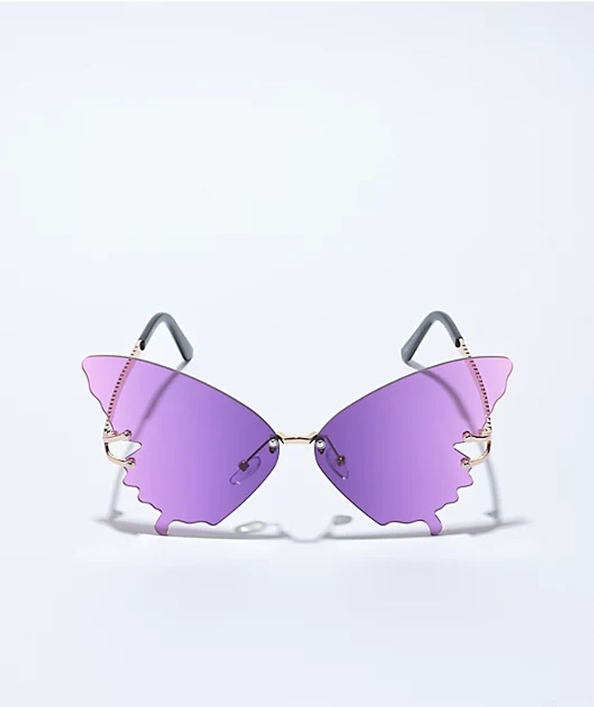 Emilia Butterfly Purple Frameless Sunglasses