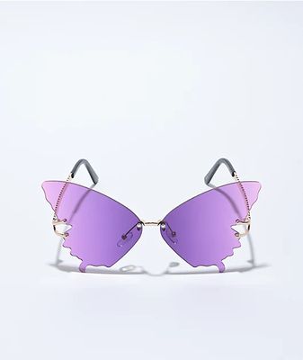 Emilia Butterfly Purple Frameless Sunglasses