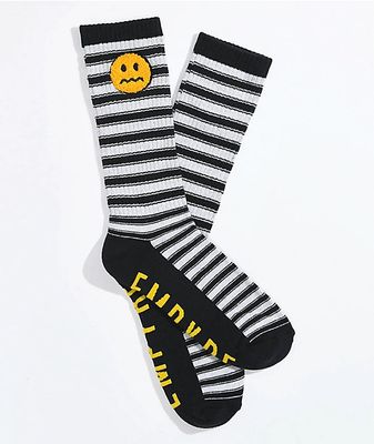 Empyre Aloof Black & White Stripe Crew Socks