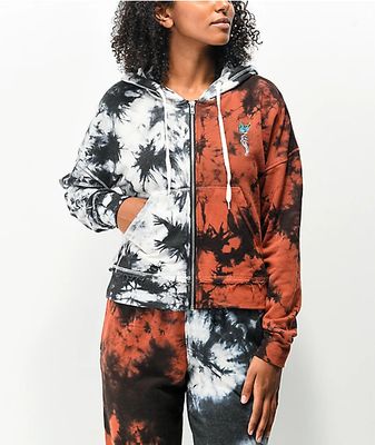 white and orange tie dye hoodie