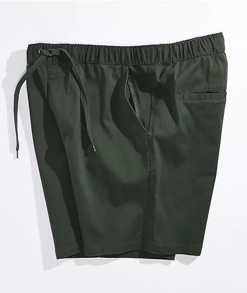 Empyre Dixon Dark Green Elastic Waist Shorts