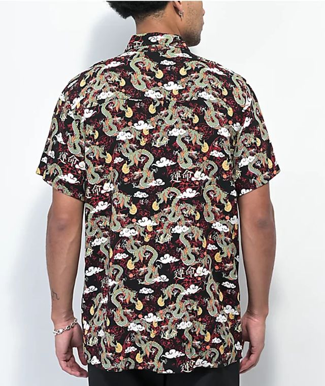 Empyre Tate Floral Black Short Sleeve Button Up Shirt