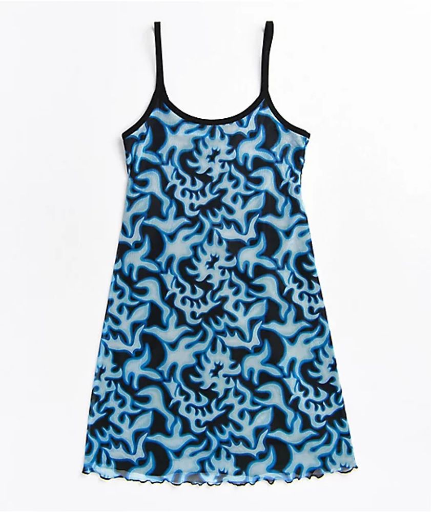Empyre Flame & Dawn Blue Mesh Tank Top Dress