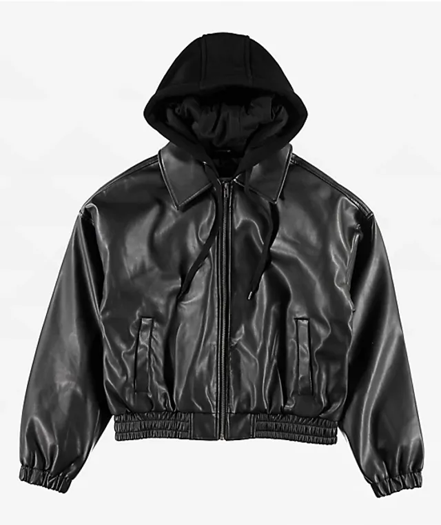 Empyre Aiden Rose Black & White Hooded Bomber Jacket