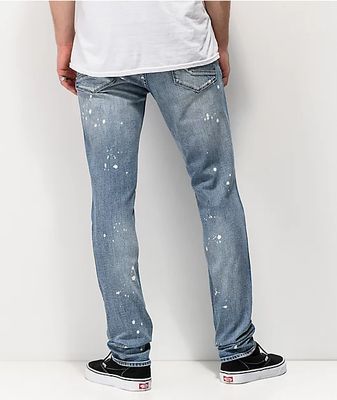 Empyre Recoil Harrison Blue Splatter Super Skinny Jeans