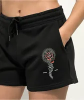 Empyre Skull & Rose Black Sweat Shorts