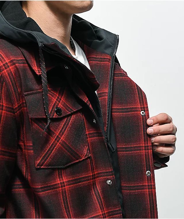 empyre traversed red & black plaid 10k snowboard jacket