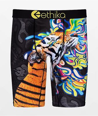 Ethika Kids Painted Tiger Black Boxer Briefs