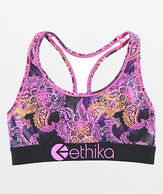 Ethika Water Paisley Purple Sports Bra