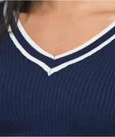 Ethos Blue Long Sleeve Crop Sweater