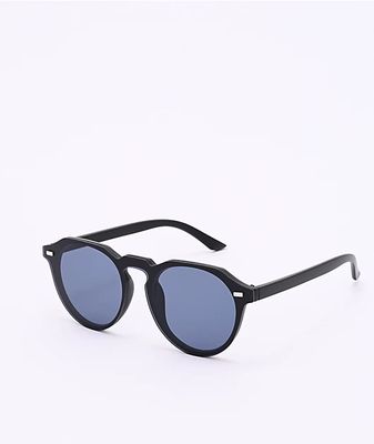 Frameless Black Round Sunglasses