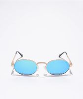 Glassy Zion Gold & Blue Round Sunglasses