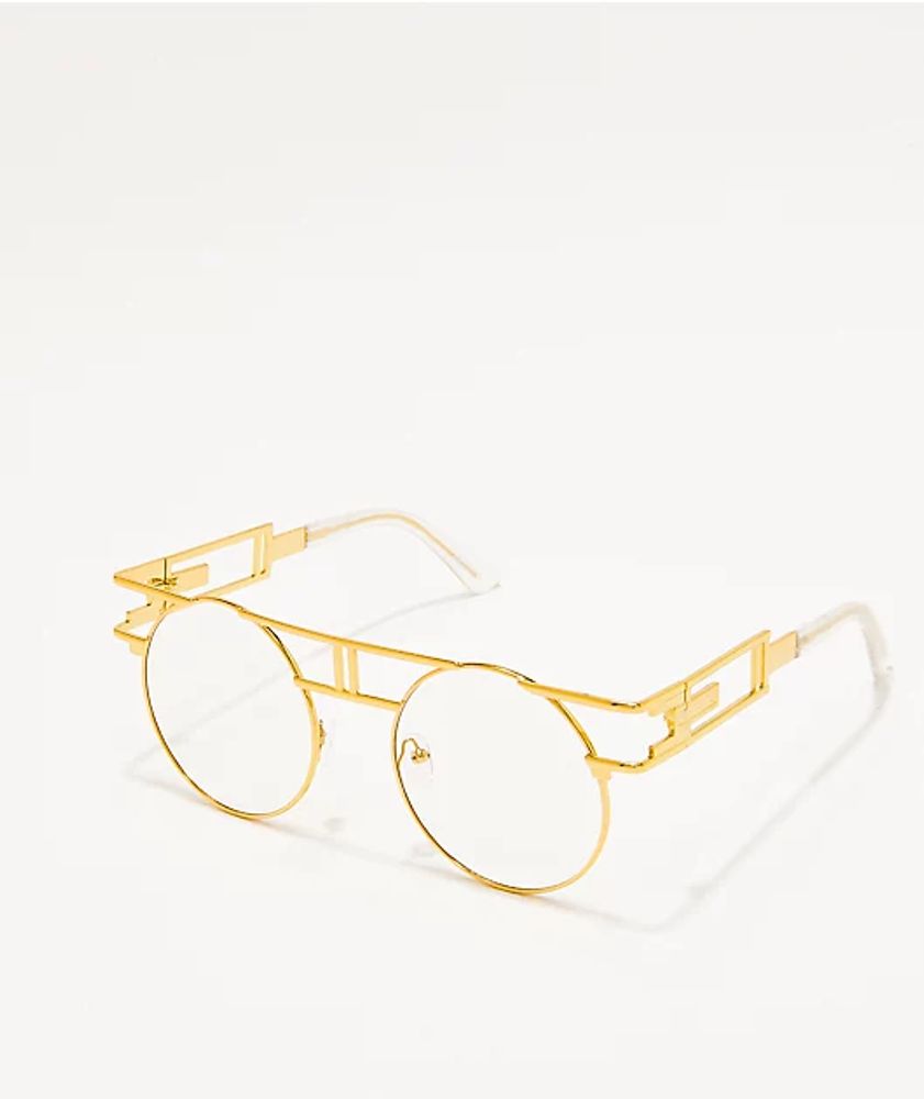 Gold & Clear Round Glasses