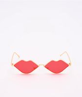 Gold & Red Lips Sunglasses
