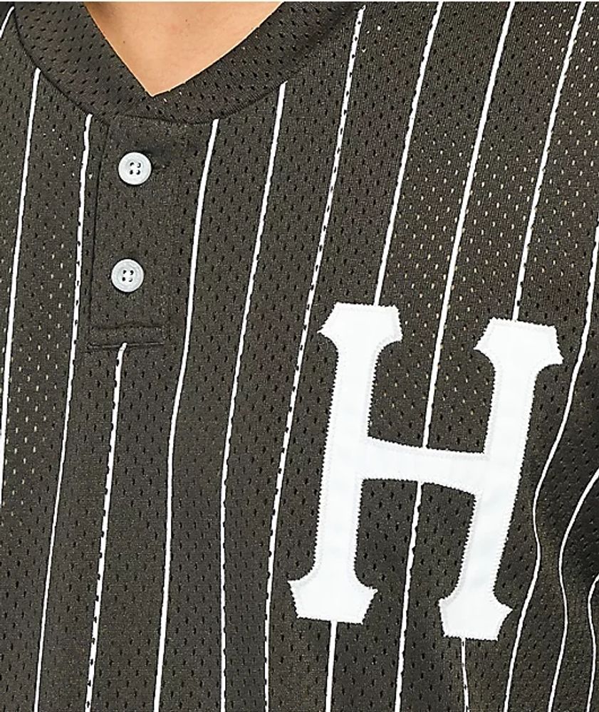 HUF Bronx Brown & White Henley Mesh Baseball Jersey