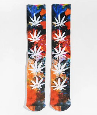 HUF Digital Plantlife Red & Green Tie Dye Crew Socks