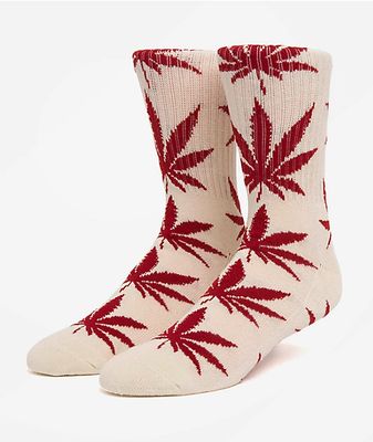 HUF Plantlife Natural & Red Crew Socks