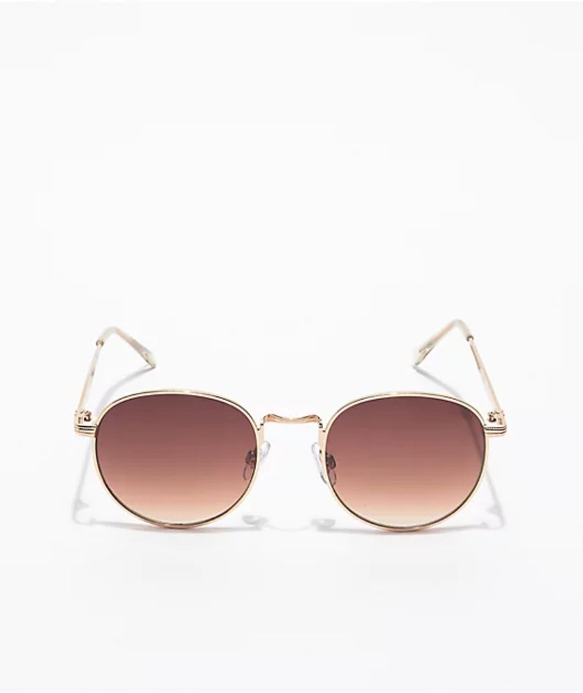 Major Vibes Brown Tortoise Round Sunglasses