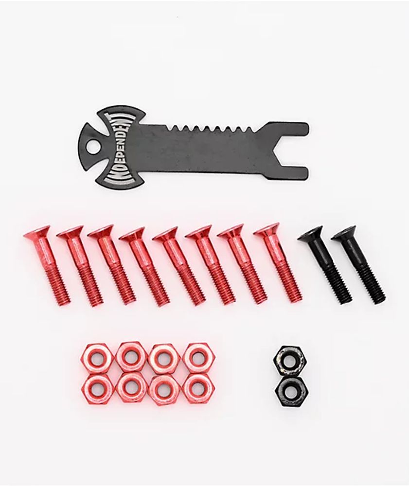 Independent Crossbolts Red & Black 1" Skateboard Hardware