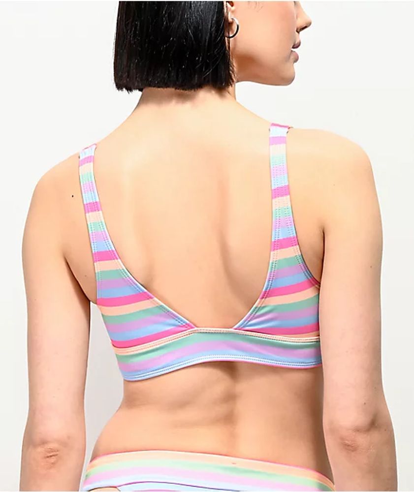 JV by Jac Vanek Rainbow Stripe Bralette Bikini Top