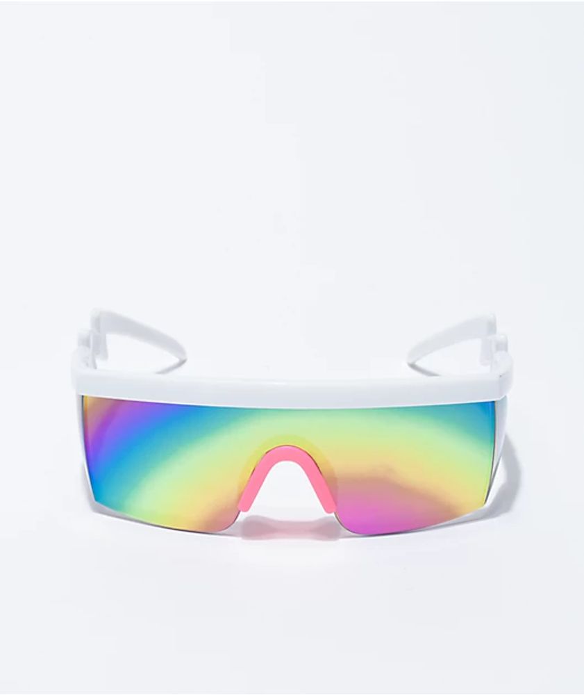 Chanel - Shield Sunglasses - White Silver Mirror - Chanel Eyewear - Avvenice