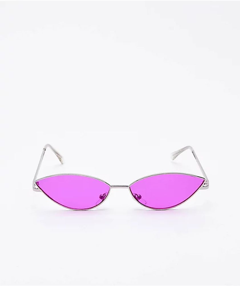 Jenna Dark Pink & Silver Sunglasses