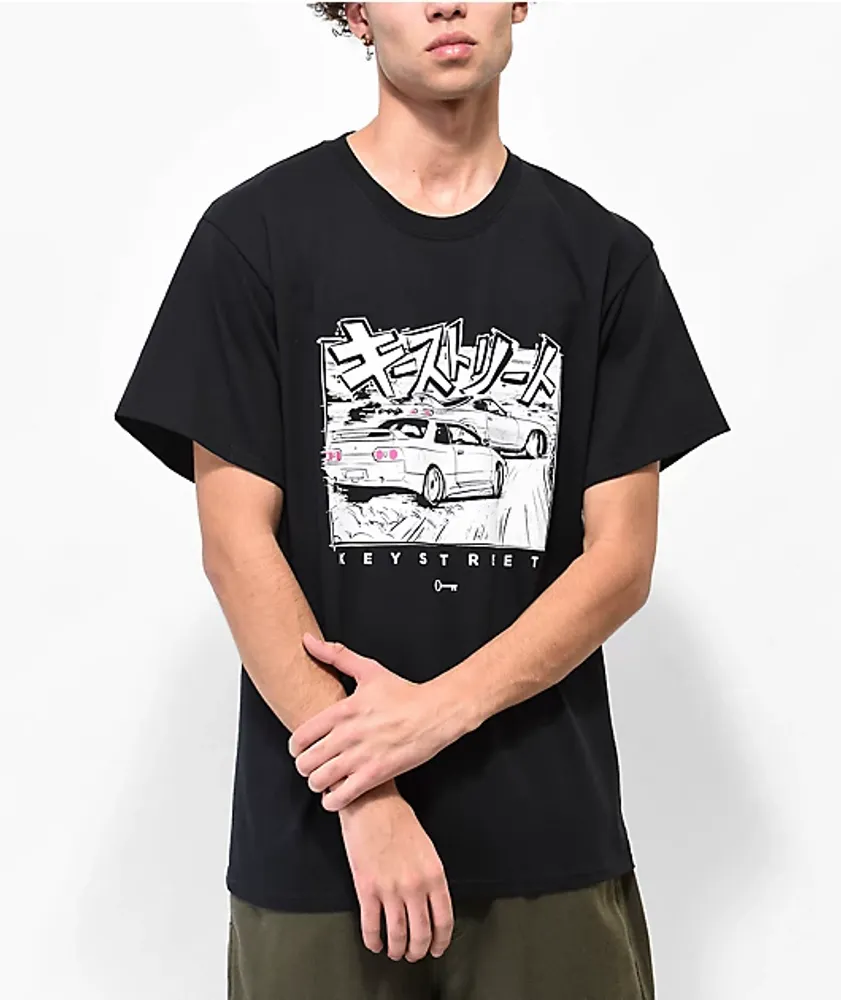 Key Street T-Shirt Youth Large Anime Car Graphic Burn It All Down Black |  eBay