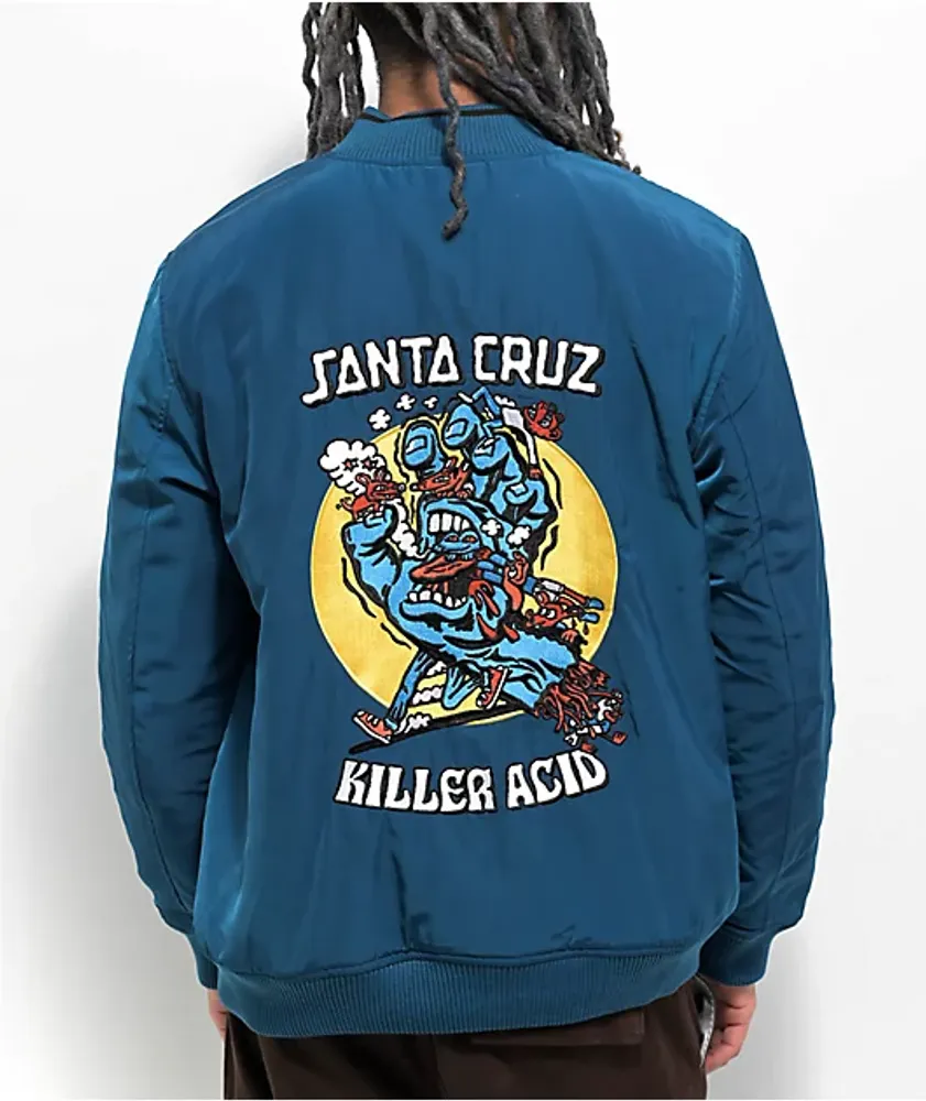 Santa Cruz Screaming Hand Youth Hooded Windbreaker Jacket - Black/Blue Size:XL