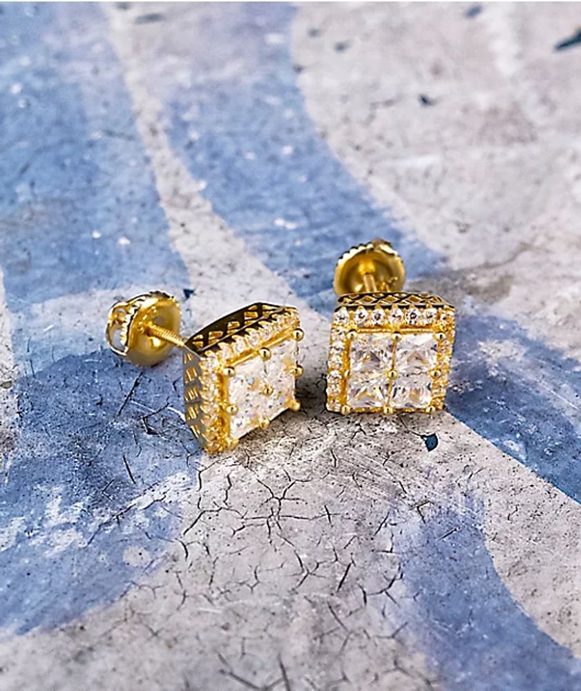 King Ice 14K Gold Layered CZ Earrings