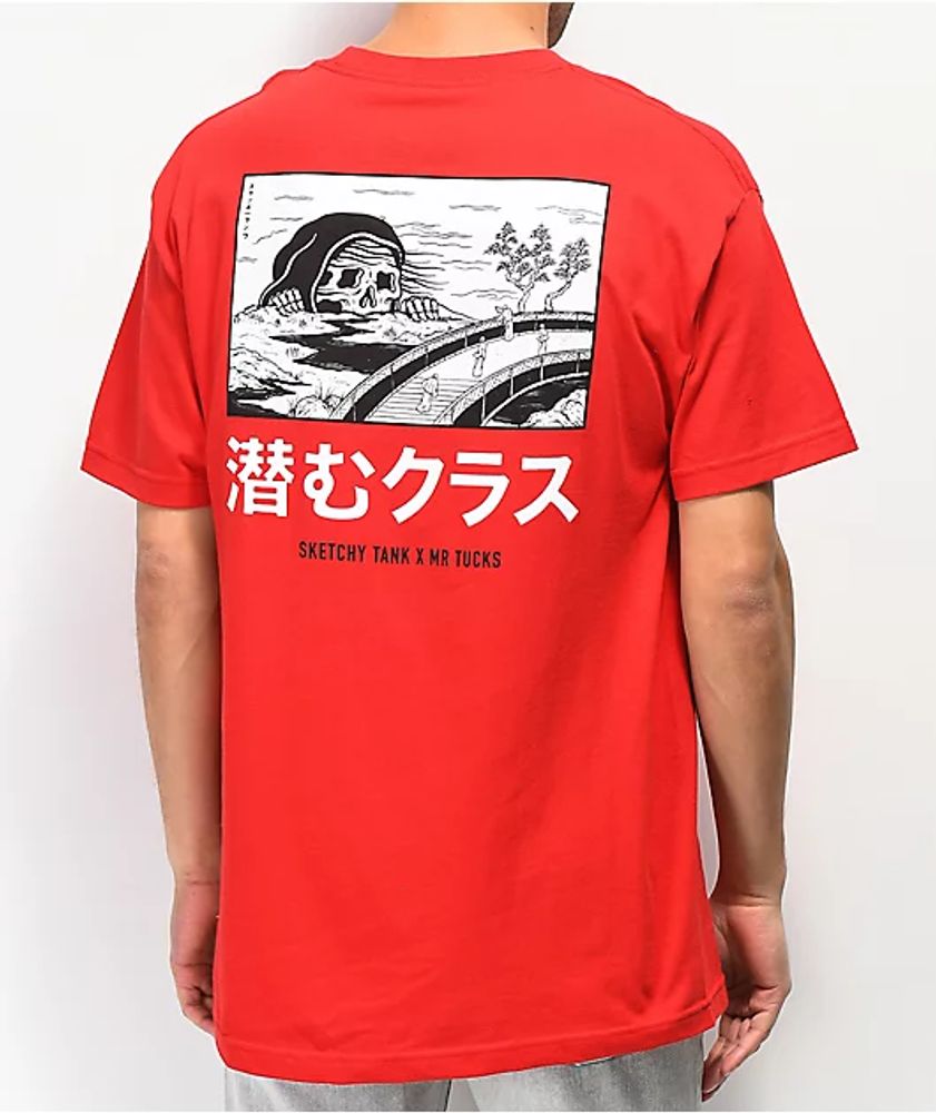 Lurking Class By Sketchy Tank x Mr. Tucks Lurker Red T-Shirt