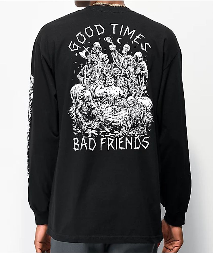 Faction Lurking Class By Sketchy Tank x Stikker Good Times Bad Friends Black  Long Sleeve T-Shirt | Bramalea City Centre