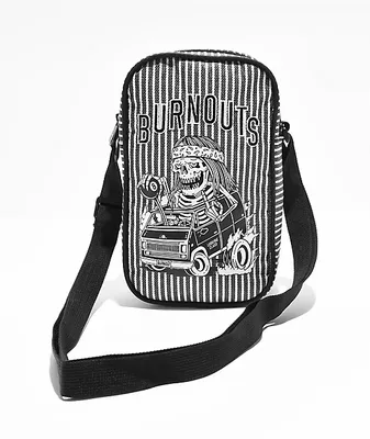 Lurking Class by Sketchy Tank Burnouts Black & White Stripe Crossbody Bag