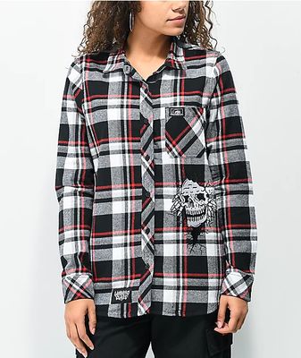 Lurking Class by Sketchy Tank Cracked Grey, Black & Red Flannel