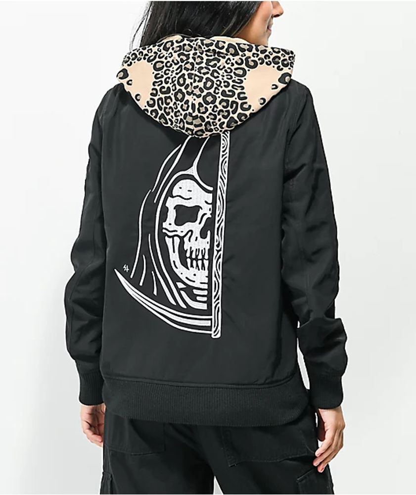 Lurking Class by Sketchy Tank Scythe Black Hooded Bomber Jacket