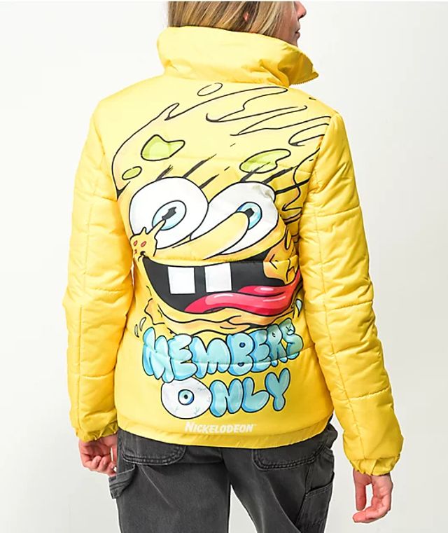 members only x nickelodeon hi shine white puffer jacket