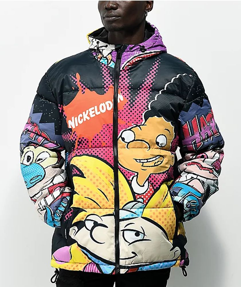 Members Only x Nickelodeon Reptar Black Hooded Puffer Jacket | Foxvalley  Mall