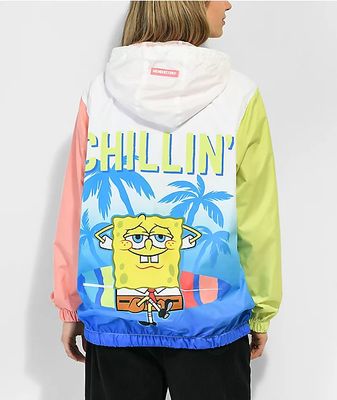 Members Only x Nickelodeon SpongeBob Chillin' White Hooded Windbreaker Jacket