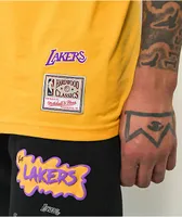 Mitchell & Ness Lakers Slap Sticker Yellow T-Shirt