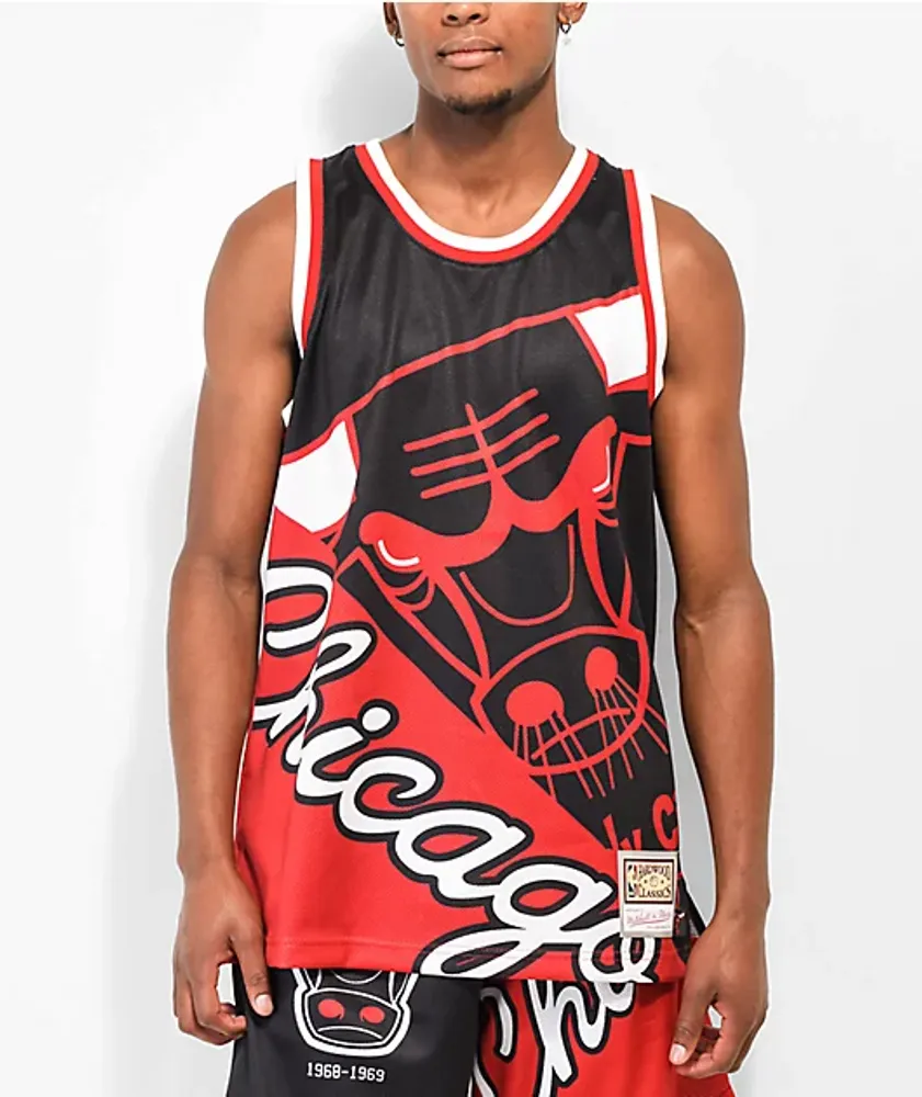 Chicago Bulls Print Black and Red Mesh Tank top Jersey