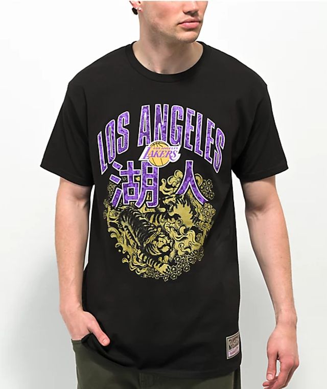 Mitchell & Ness x NBA LA Lakers State Flower Black T-Shirt