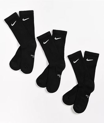Nike Boys Black 3 Pack Crew Socks