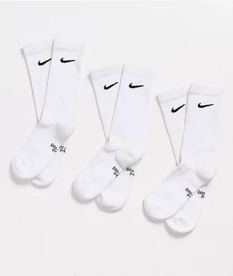 Nike Boys White 3 Pack Crew Socks