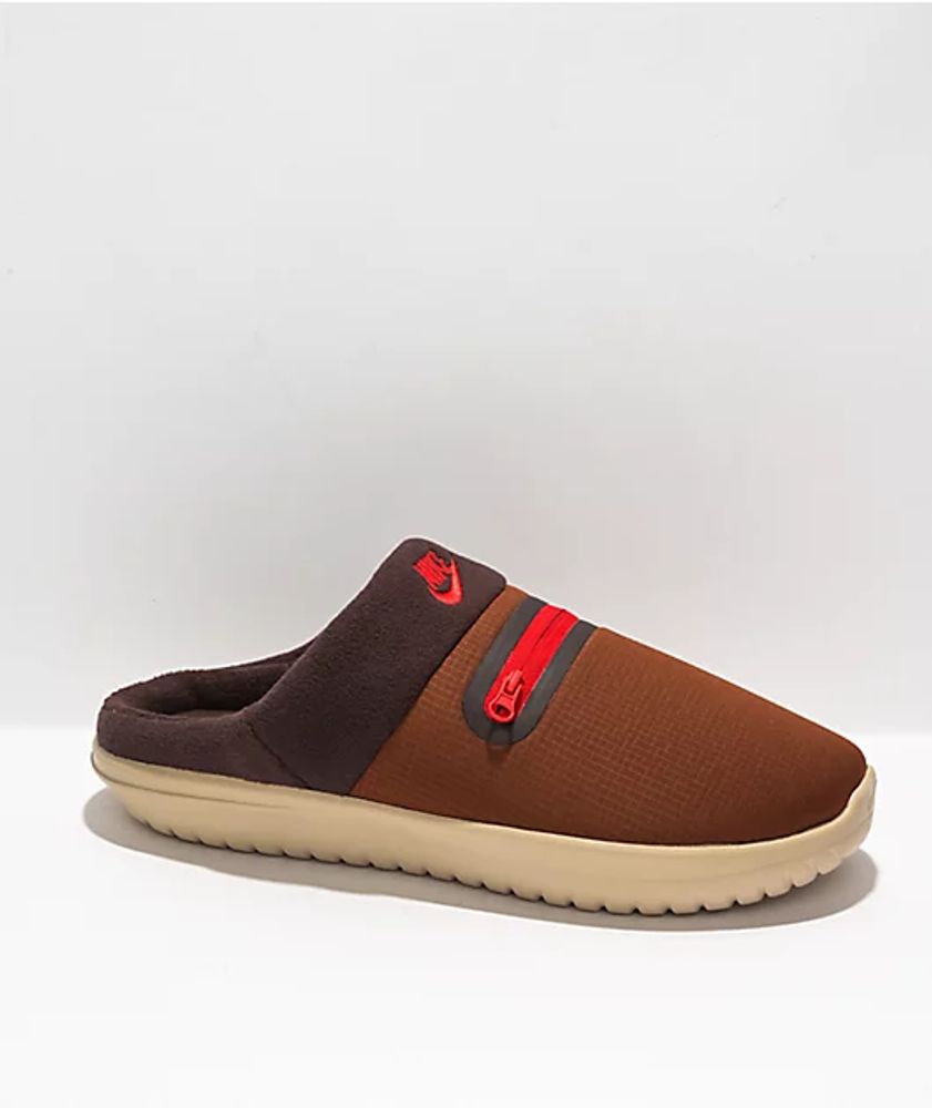 Nike Burrow Pecan Red & Brown Slippers