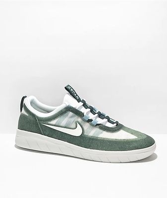 Nike SB Nyjah Free 2.0 Ash Green, White, & Blue Skate Shoes